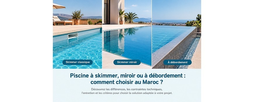 Piscine à skimmer, miroir ou à débordement : comment choisir au Maroc ?