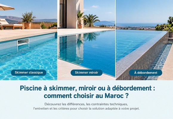 Piscine à skimmer, miroir ou à débordement : comment choisir au Maroc ?