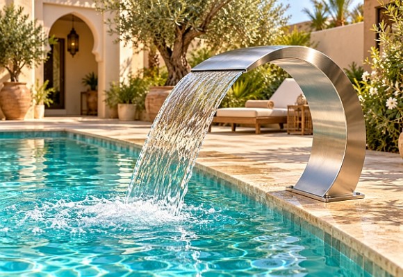 Cascades et lames d’eau : comment agrémenter sa piscine au Maroc ?